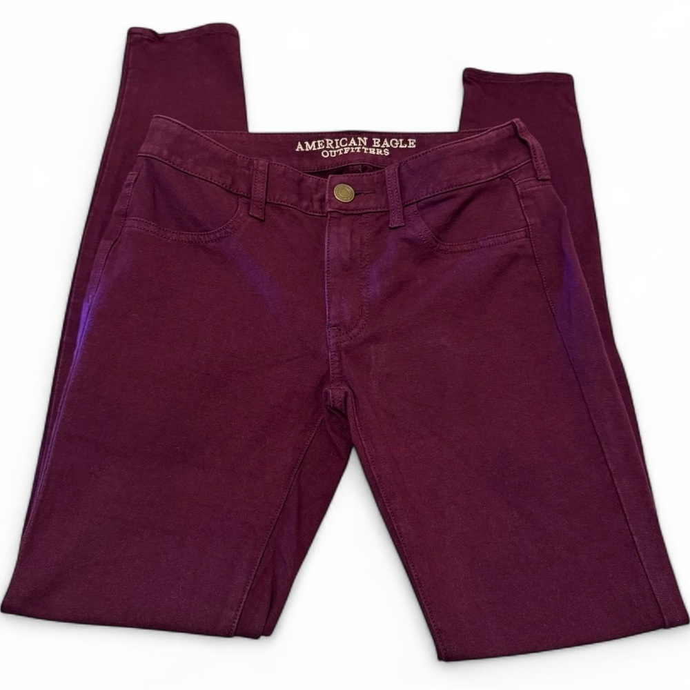 American Eagle Outfitters Women's Burgundy Skinny Jeans Size 6